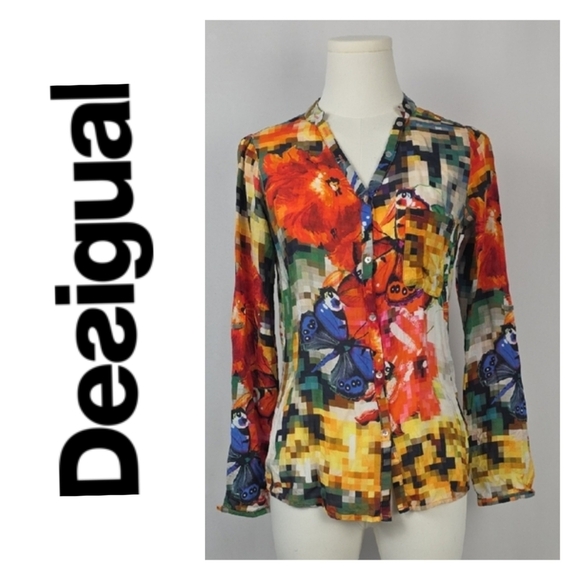 Desigual Tops - Desigual 100% Modal Colorful Printed Blouse – Women’s Size XS